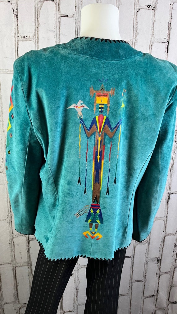 Vintage Char Suede Hand Painted Jacket Concho But… - image 7