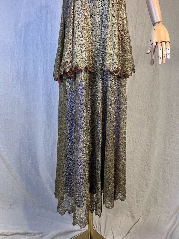 Rare 1930s Gold Lamé Lace Evening Gown - image 6