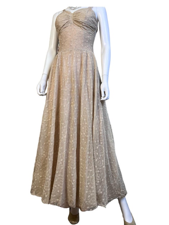 1930s Tambour Embroidered Lace Wedding Gown