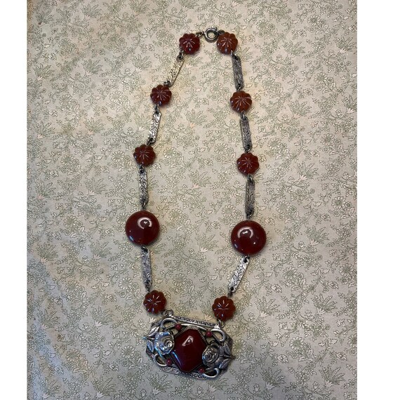 Art Deco 1920s Carnelian Style Necklace - image 8