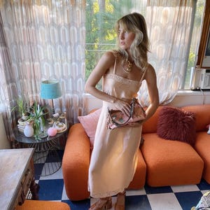 boudoir style silk lingerie pink dress vintage