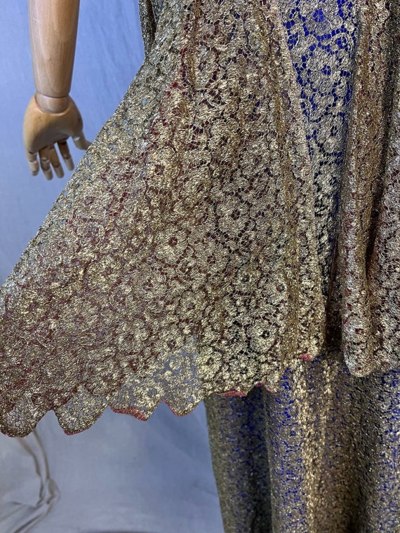 Rare 1930s Gold Lamé Lace Evening Gown - image 7