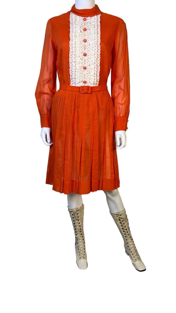 1960s 70s Howard Wolf Tangerine Tux Dress