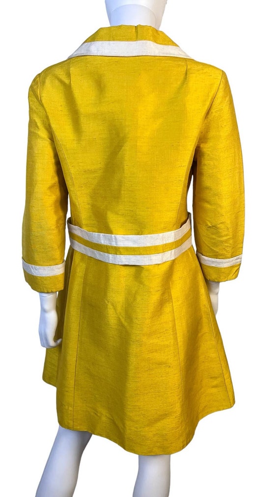 Rare 1960s Mod Canary Yellow Thai Silk Coat/Dress - image 3