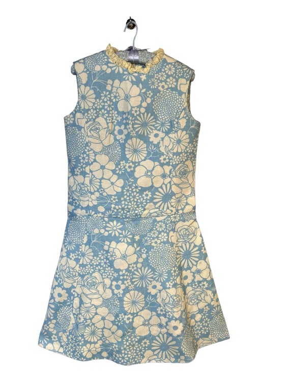 1960s  Mod Linen Summer Dress Large - image 1