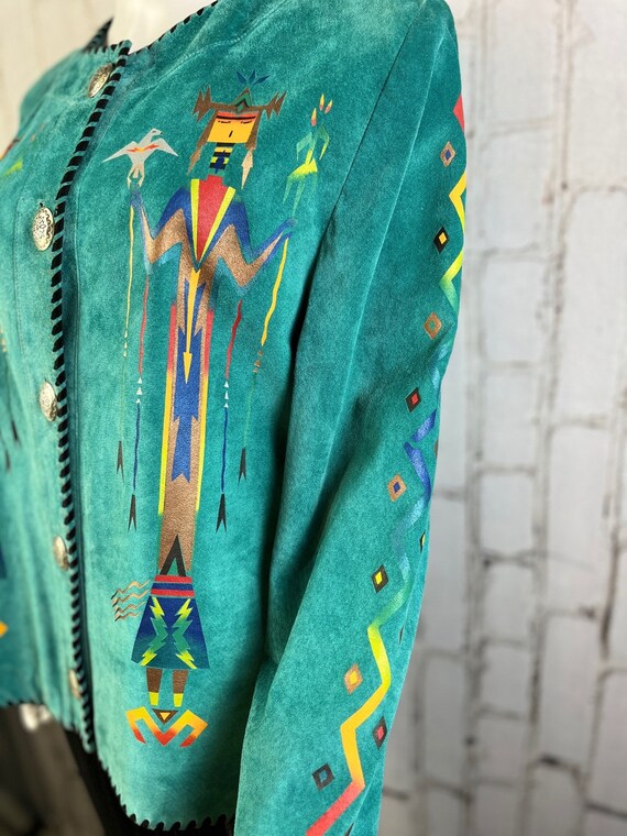 Vintage Char Suede Hand Painted Jacket Concho But… - image 5