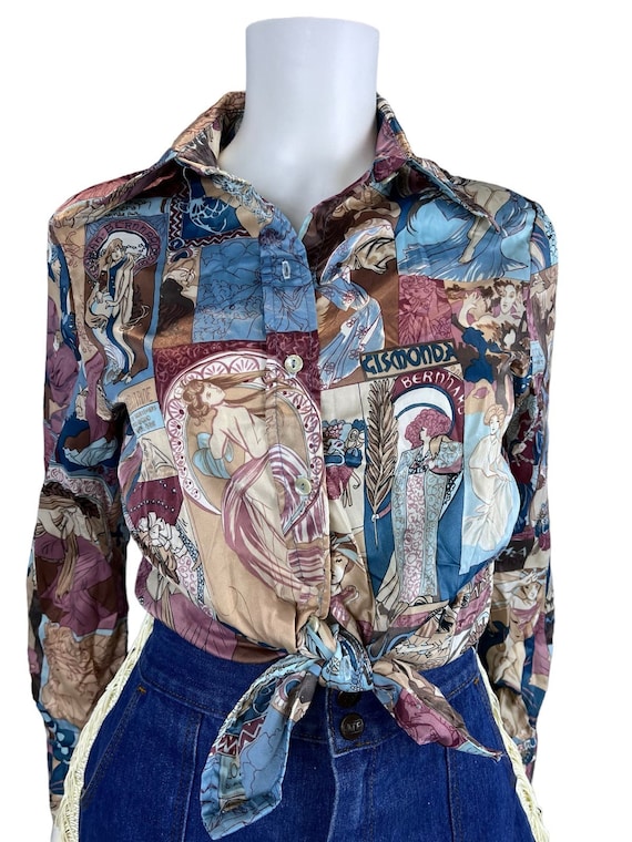 1970s Art nouveau poly shirt - image 1