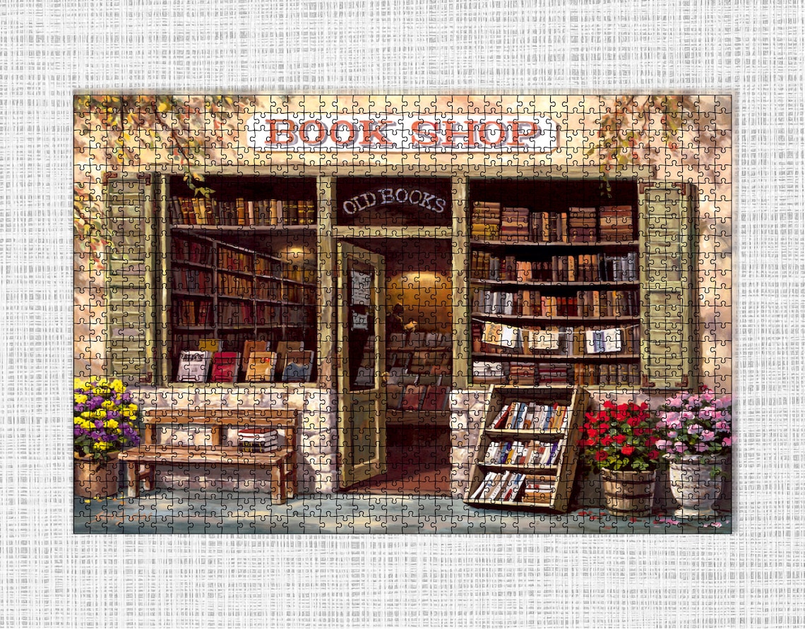 1000 Piece Jigsaw Puzzle Book Shop Wooden Jigsaw Puzzle Etsy