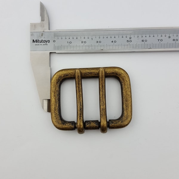 Double Pin Basic Vintage Brass and Silver Jean Belt Buckle