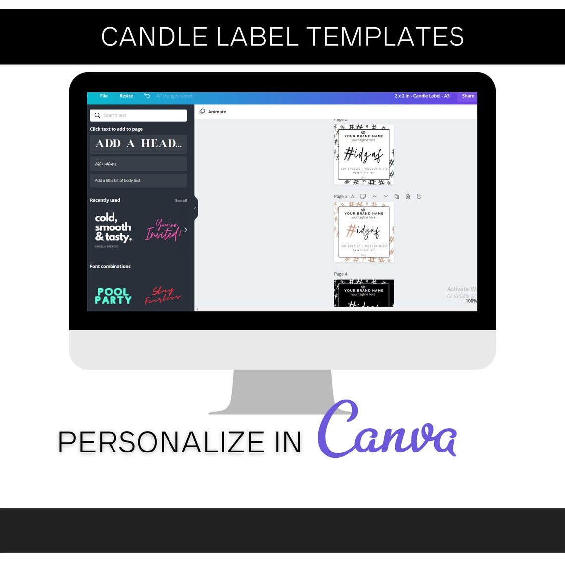 Canva Candle Label Template For Handmade Candles | Etsy