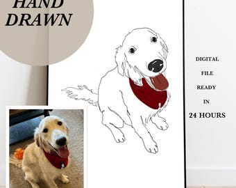 Custom Pet Portrait Sketch: Dog Painting from Photo (Digital File)
