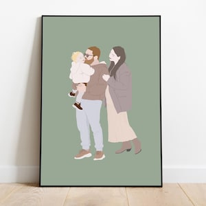 Personalized Family Portrait illustration, Family Custom Portrait From Photo, Portrait Print, Portrait Illustration, Digital Drawing