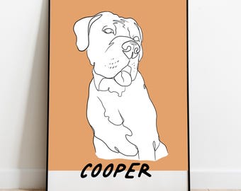 Pet Line Portrait, Dog Portrait Custom Painting from Photo, Custom Pet Portrait, Digital Pet Portrait, Personalized Dog Portrait, Dog Mom