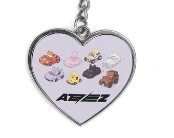 Porte-clés ATEEZ ANITEEZ, anneau porte-clés double face en forme de cœur