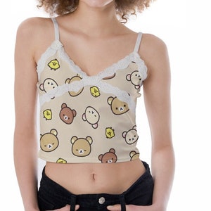 Canotta Kawaii Bear Teddy Bear Canotta in pizzo da donna