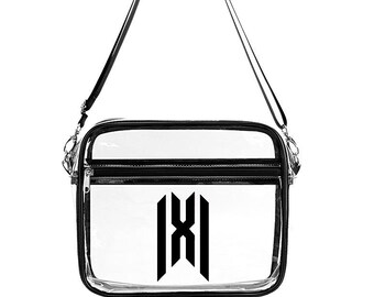 Sac transparent Monsta X noir, sac bandoulière Monsta X Stadium Bag avec bandoulière ajustable