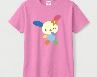 T-shirt Usahana unisexe 100% coton, motif lapin kawaii