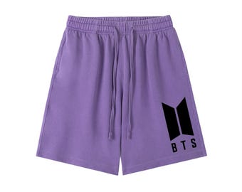 Short BTS violet délavé en coton vintage