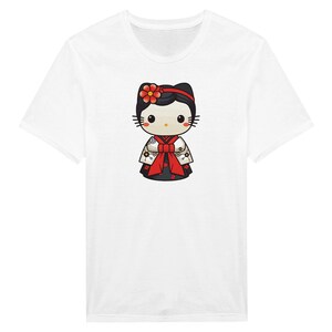 Korean Hanbok Hello Kitty T-shirt in 100% Cotton White