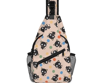 Sac bandoulière Chococat avec bandoulière ajustable, sac de poitrine chat kawaii orange, sac de poitrine Chococat
