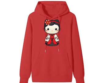 Sweat à capuche Hanbok Kitty, style coréen, unisexe, 100 % coton.