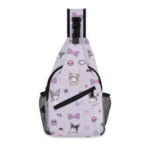 Kuromi Chestbag Brusttasche Crossbody Bag mit verstellbaren Gurt Kawaii Kuromi Brusttasche Lila Brusttasche