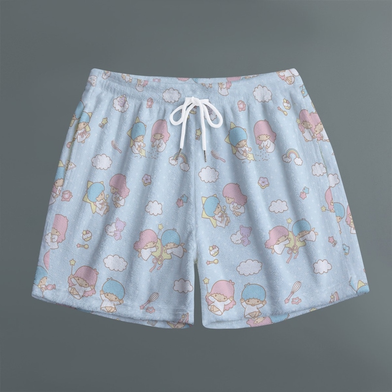 Little Twin Stars Pajama Shorts Women's Plush PJ Shorts image 1