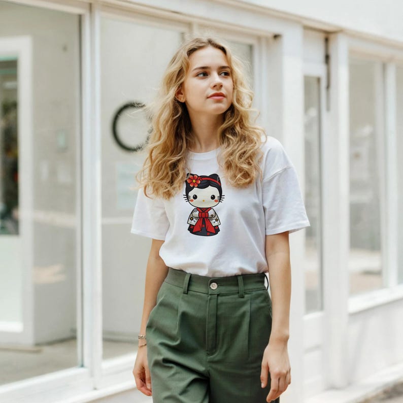 Korean Hanbok Hello Kitty T-shirt in 100% Cotton image 6