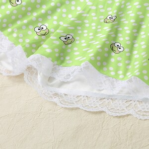 Kawaii Frog Pajama Set: Lime Green Lace Camisole & Shorts image 3
