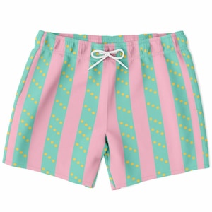 Roze en groen gestreepte zwemshort voor heren