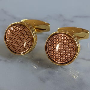 Art Deco Rose Gold Lattice Cufflinks