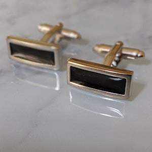 Black/Silver Rectangular Cufflinks