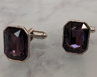 Purple Crystal Octagonal Cufflinks