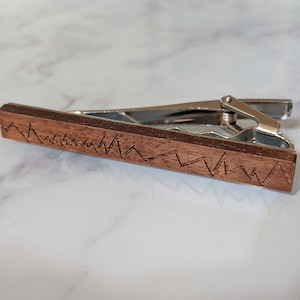 Mountain Pattern Wood Tie Bar