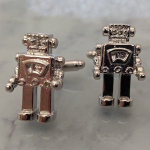 Boutons de manchette silver robot