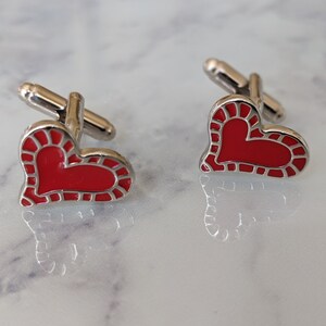Red Love Heart Valentines Day Cufflinks