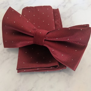 Burgundy Bow Tie & Pocket Square