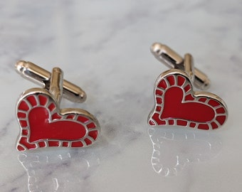 Red Love Heart Valentines Day Cufflinks