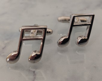 Silver Eighth Note / Quaver Musical Note Cufflinks