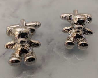 Silver Teddy Bear Cufflinks