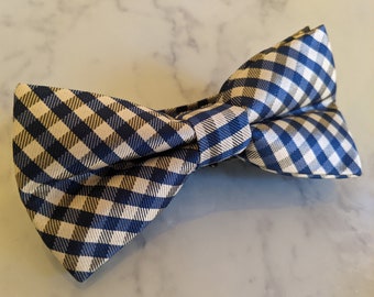 Blue & White Gingham Bow Tie