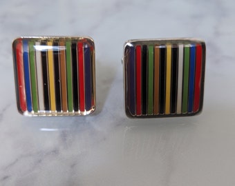 Colourful Striped Cufflinks