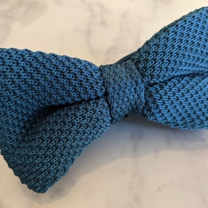 Blue Knitted Bow Tie
