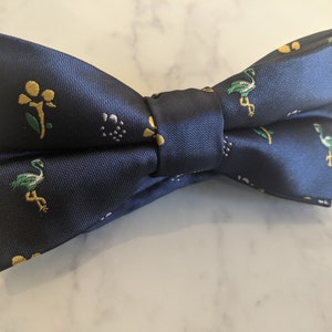 Navy Blue Bird Pattern Bow Tie