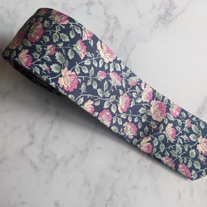 Blue Floral Handmade Cotton Tie