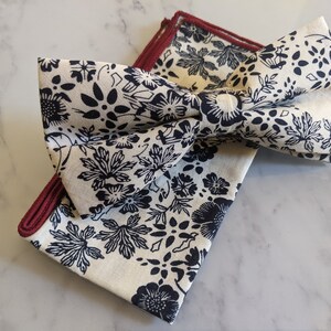 White Floral Bow Tie & Pocket Square