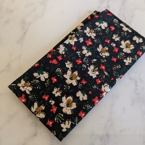 Navy Blue Floral Pocket Square