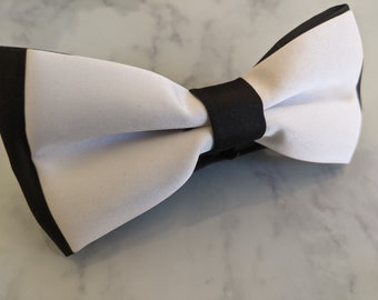 White/Black Satin Bow Tie