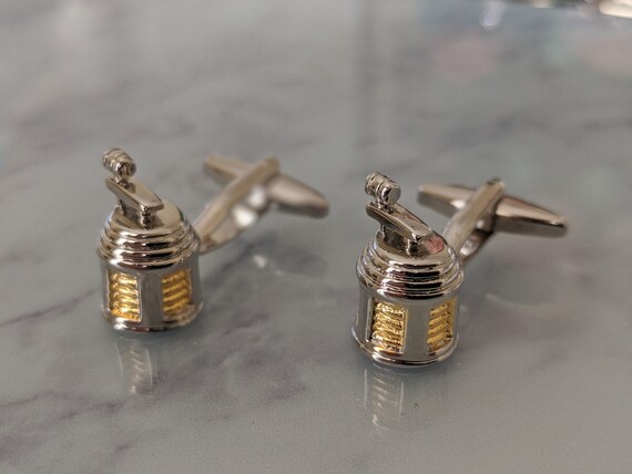 Two Tones Coloured Fishing Reel Cufflinks In Personalised Cufflink Box - Foto 5