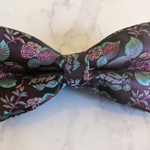 Dark Purple Floral Bow Tie